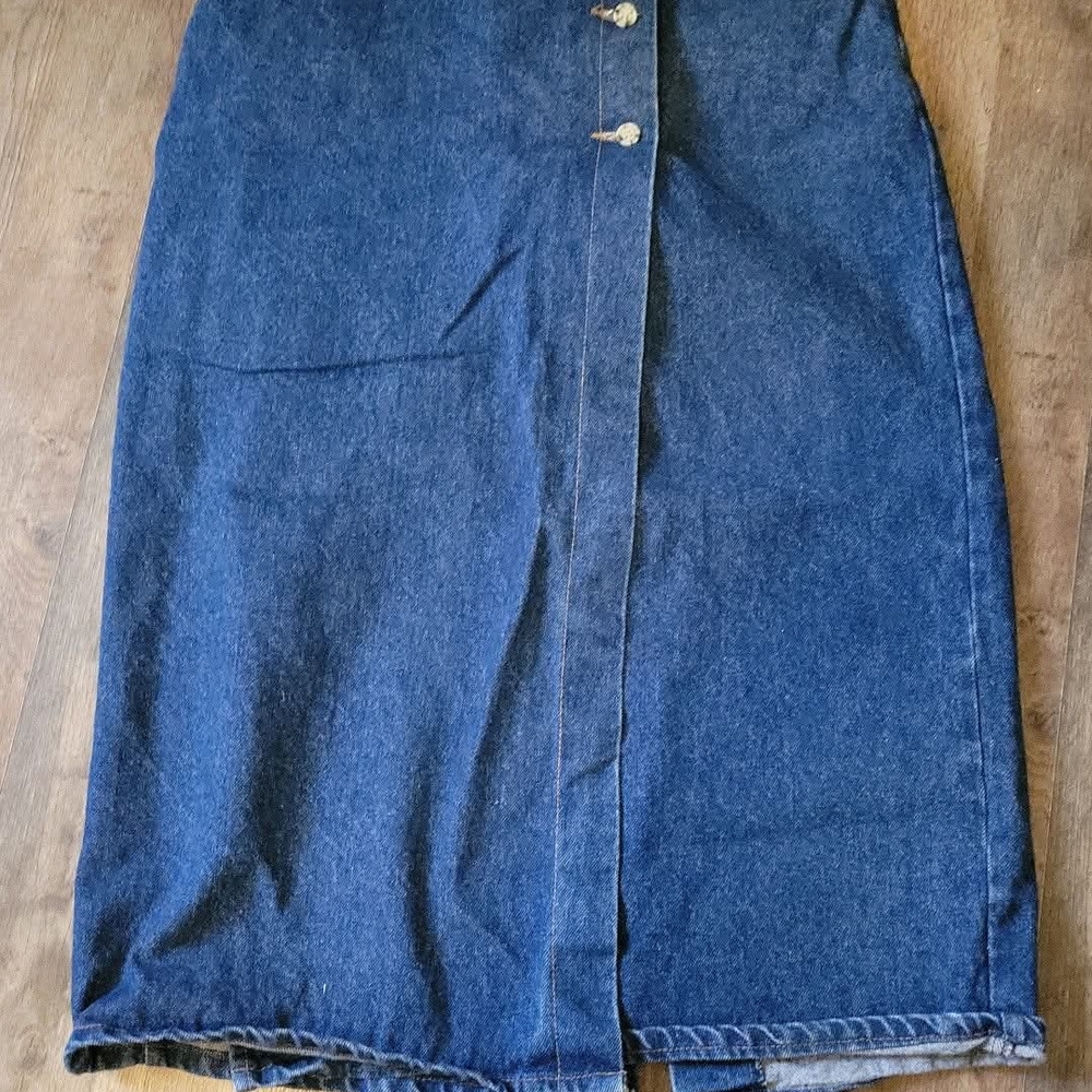 Blue Midi Pencil Skirt with Slit for Work